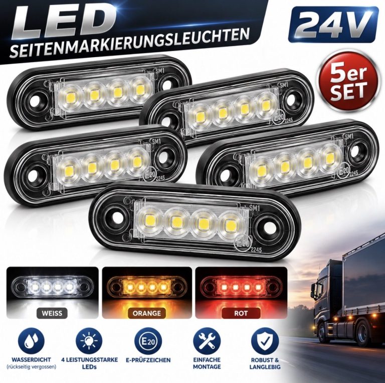 Weiße LED-Seitenmarkierungsleuchten im 5er-Set