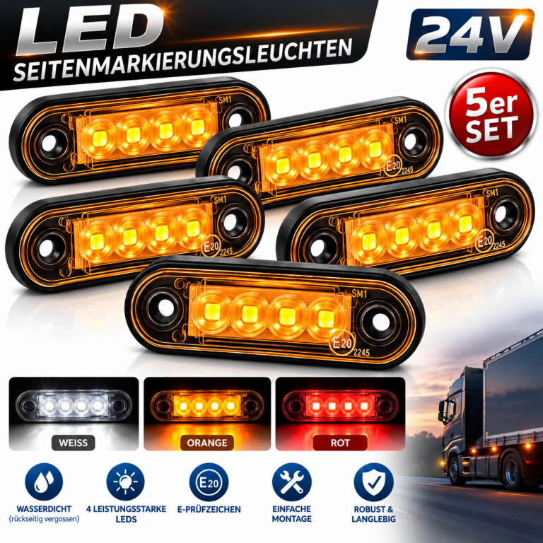 Orange LED-Seitenmarkierungsleuchten im 5er-Set
